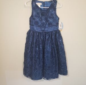 NWT AMERICAN PRINCESS DRESS SEQUIN SOUTACHE SAPPHIRE